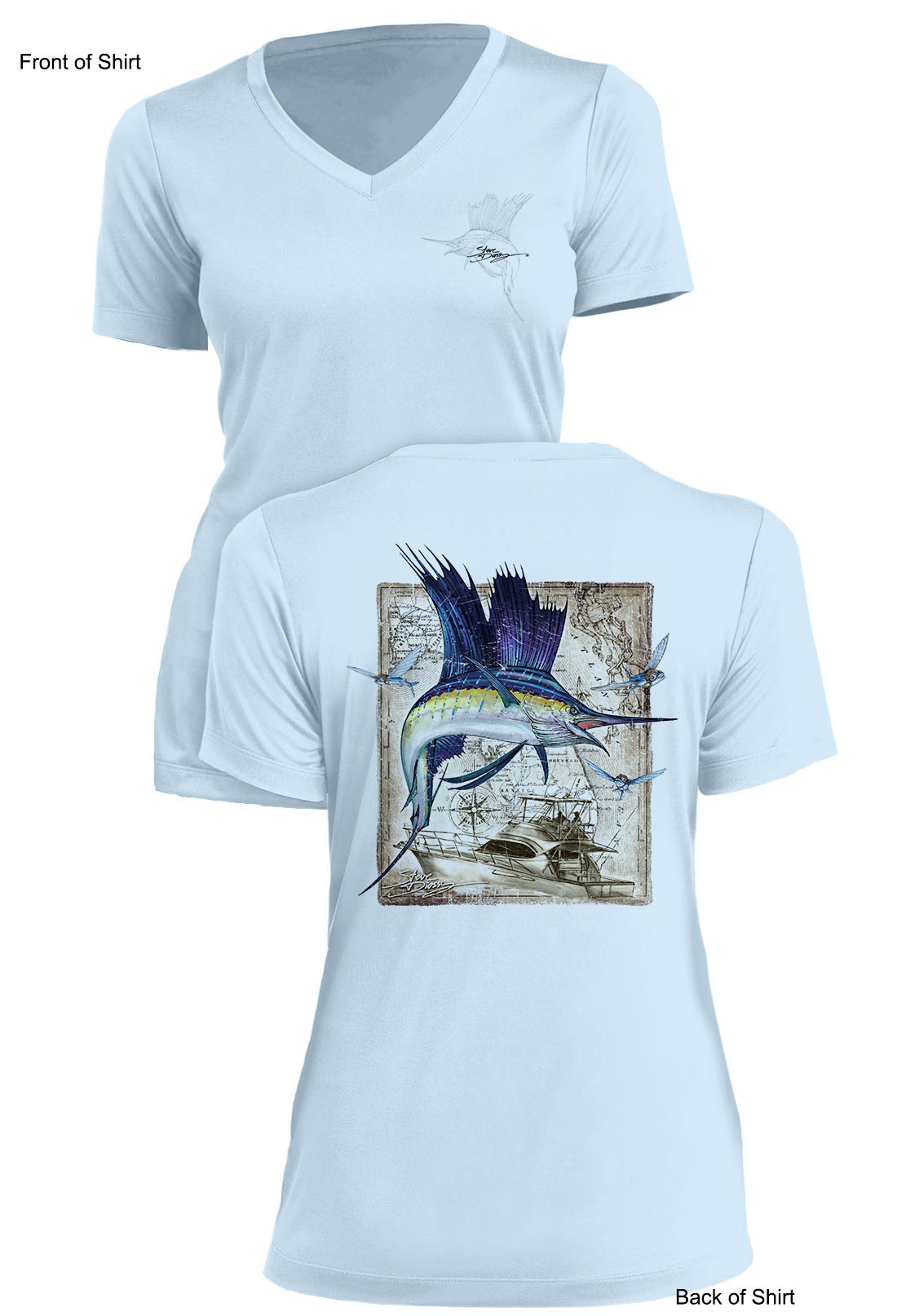 Sailfish Classic- Ladies Short Sleeve V-Neck-100% Polyester