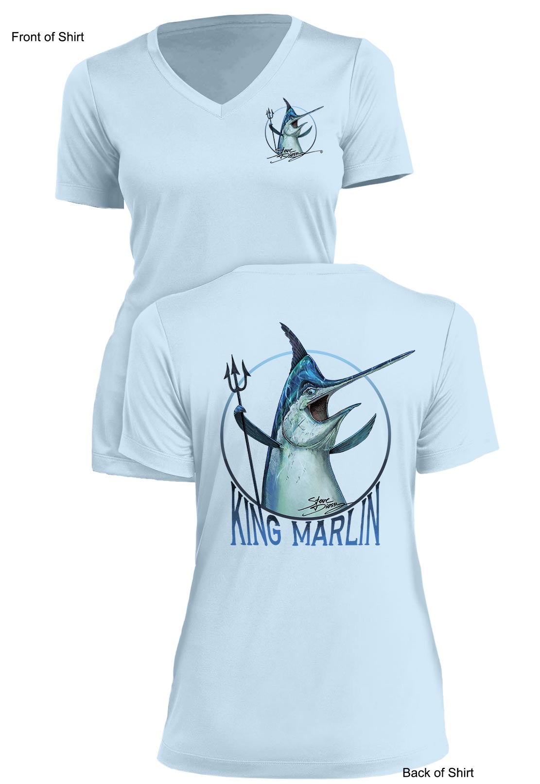 King Marlin- Ladies Short Sleeve V-Neck-100% Polyester – Steve Diossy  Clothing