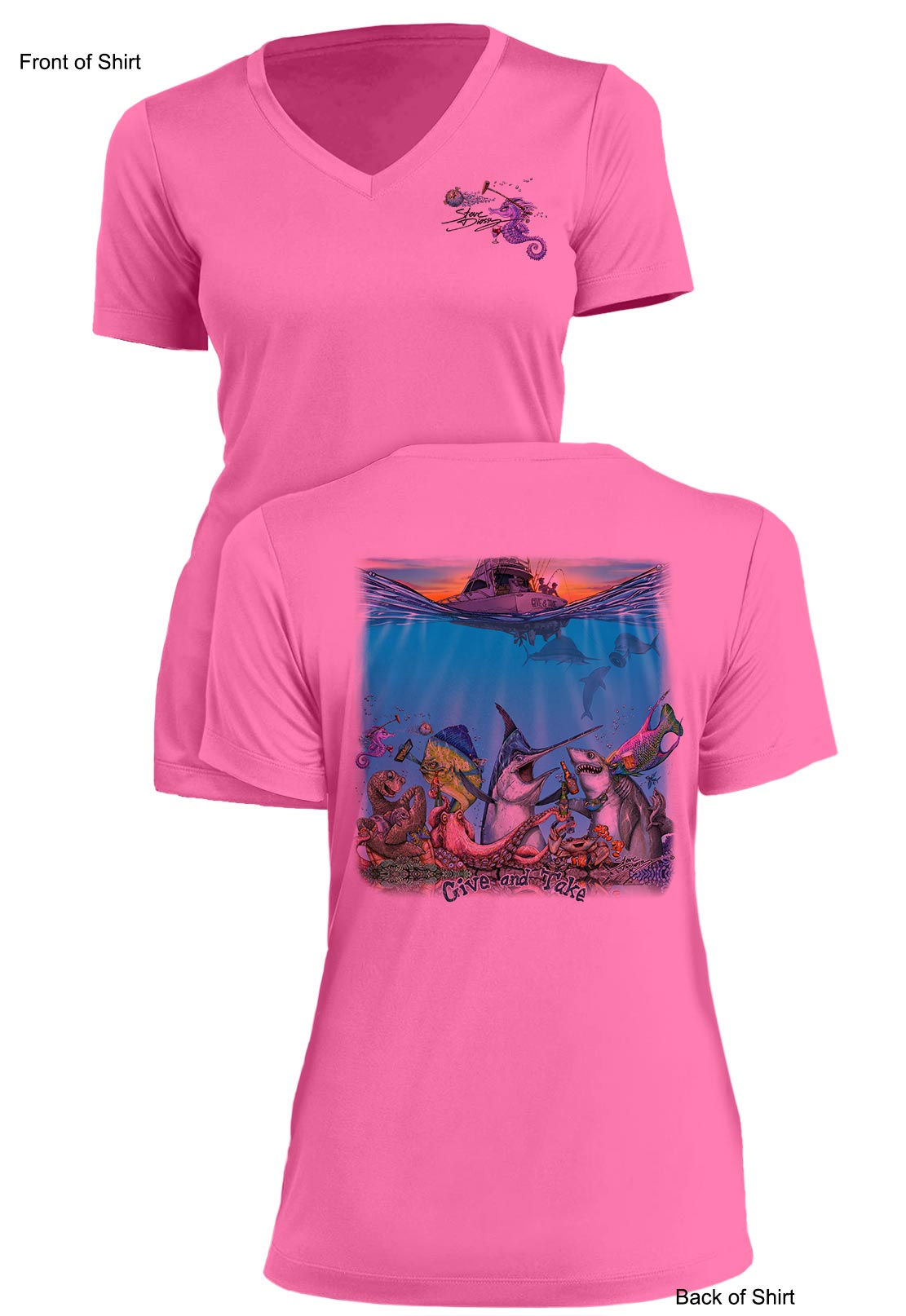 Give and Take - Ladies Short Sleeve V-Neck-100% Polyester