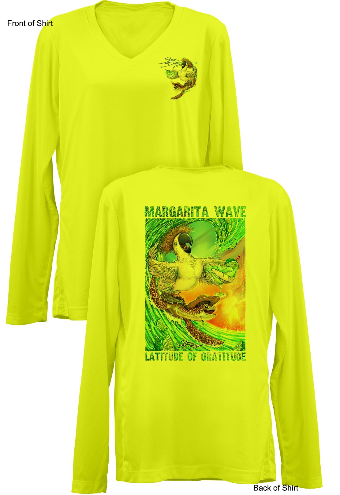 Margarita Wave- Ladies Long Sleeve V-Neck-100% Polyester