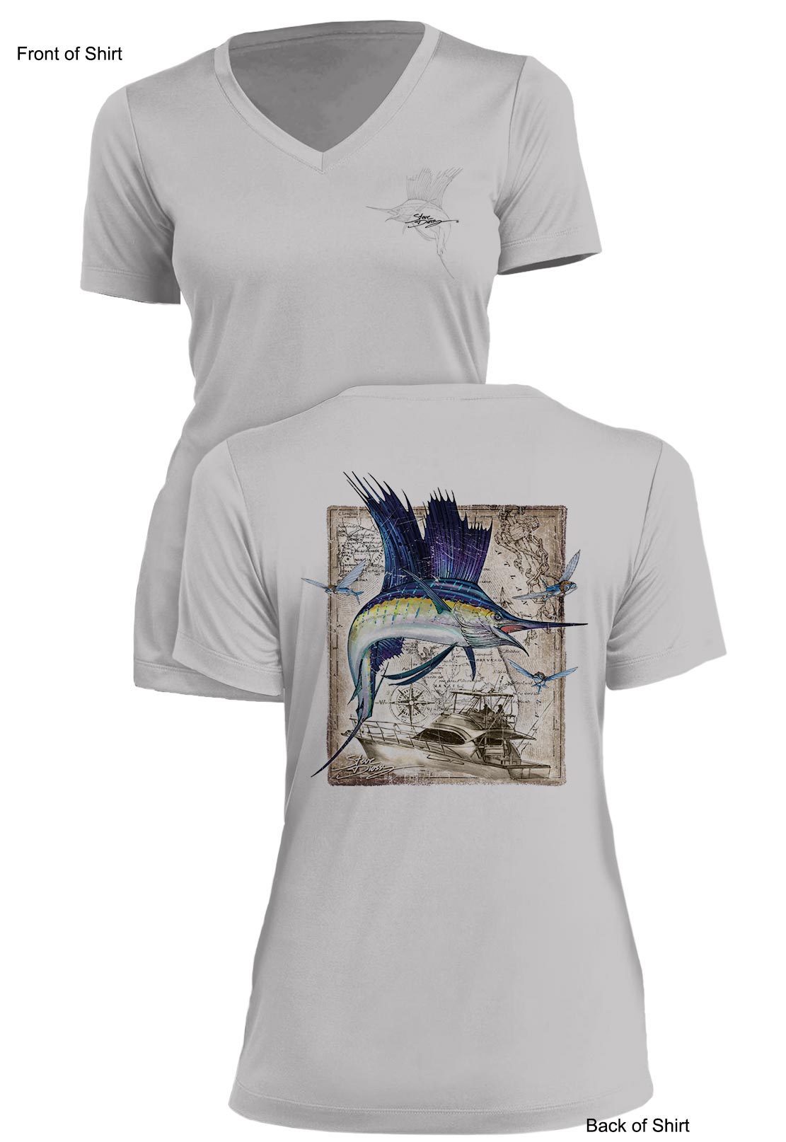 Sailfish Classic- Ladies Short Sleeve V-Neck-100% Polyester