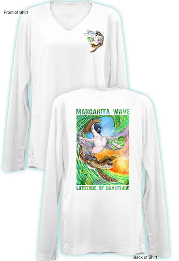 Margarita Wave- Ladies Long Sleeve V-Neck-100% Polyester