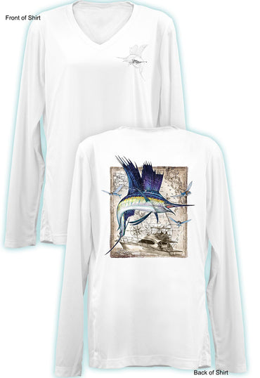 Sailfish Classic- Ladies Long Sleeve V-Neck-100% Polyester