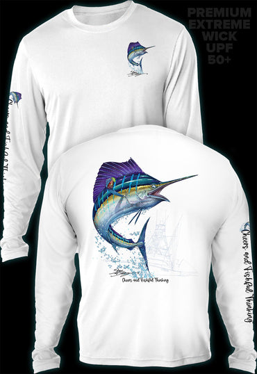 "Sailfish Cheers"  Men's Extreme Wick Long Sleeve Performance Shirt ᴜᴘꜰ-ᴛᴇᴇ