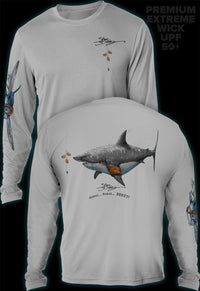"Donut Shark"  Men's Extreme Wick Long Sleeve Performance Shirt ᴜᴘꜰ-ᴛᴇᴇ