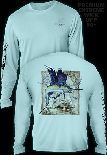 "Sailfish Classic"  Men's Extreme Wick Long Sleeve Performance Shirt ᴜᴘꜰ-ᴛᴇᴇ