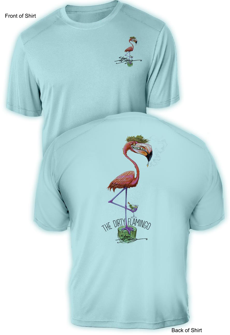 Dirty Flamingo- UV Sun Protection Shirt - 100% Polyester - Short Sleeve UPF 50