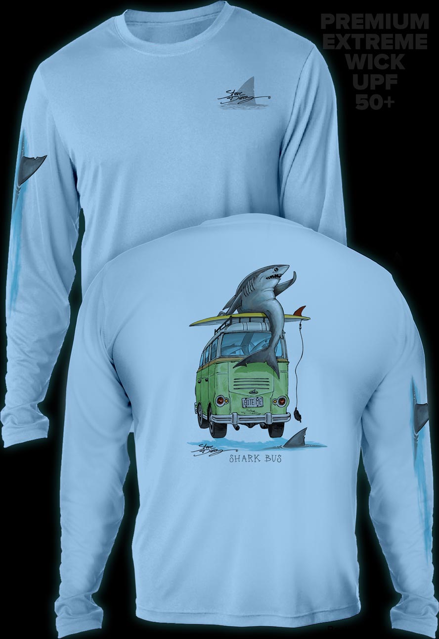 Shark Bus Men's Extreme Wick Long Sleeve Performance Shirt ᴜᴘꜰ-ᴛᴇᴇ