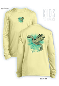 Slow Lane Turtle Color- KIDS Long Sleeve Performance - 100% Polyester