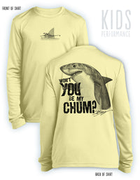 Shark Chum- KIDS Long Sleeve Performance Shirt- 100% Polyester