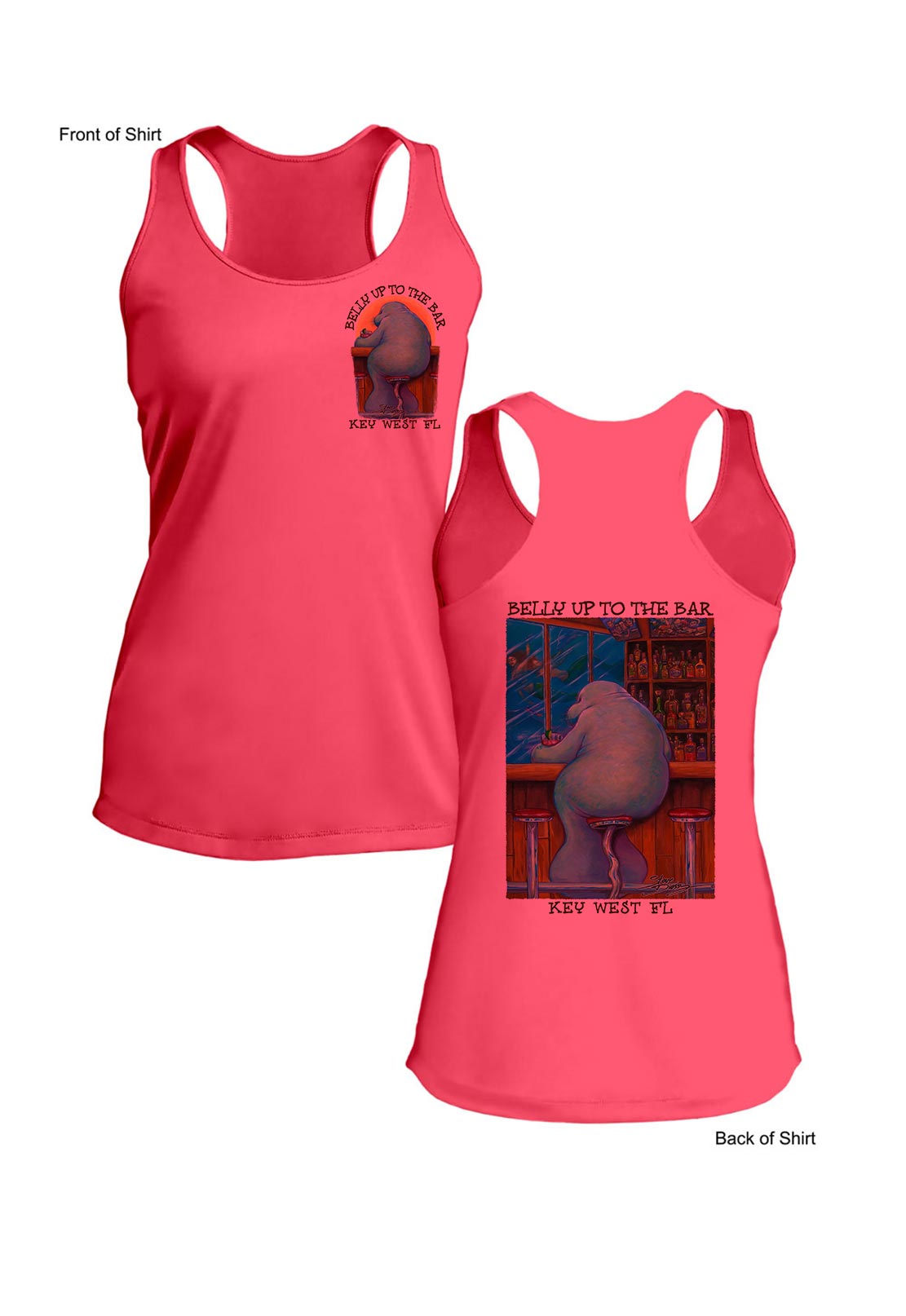 Pre-Order: Belly Up to the Bar- Lonely Manatee - Ladies Racerback Tank-100% Polyester