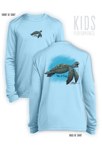 Take It Easy Turtle- KIDS Long Sleeve Performance - 100% Polyester