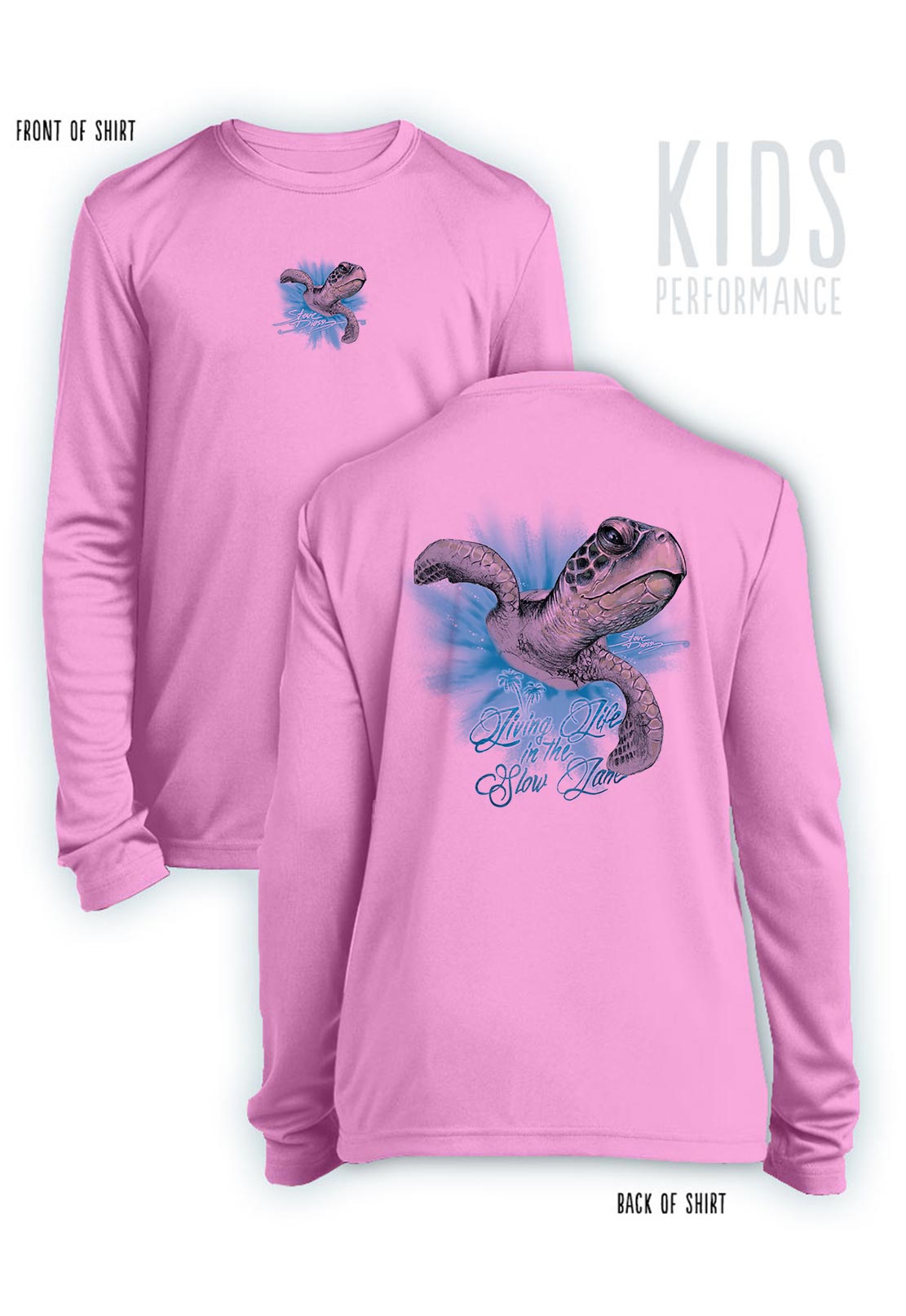 Take It Easy Turtle- KIDS Long Sleeve Performance - 100% Polyester