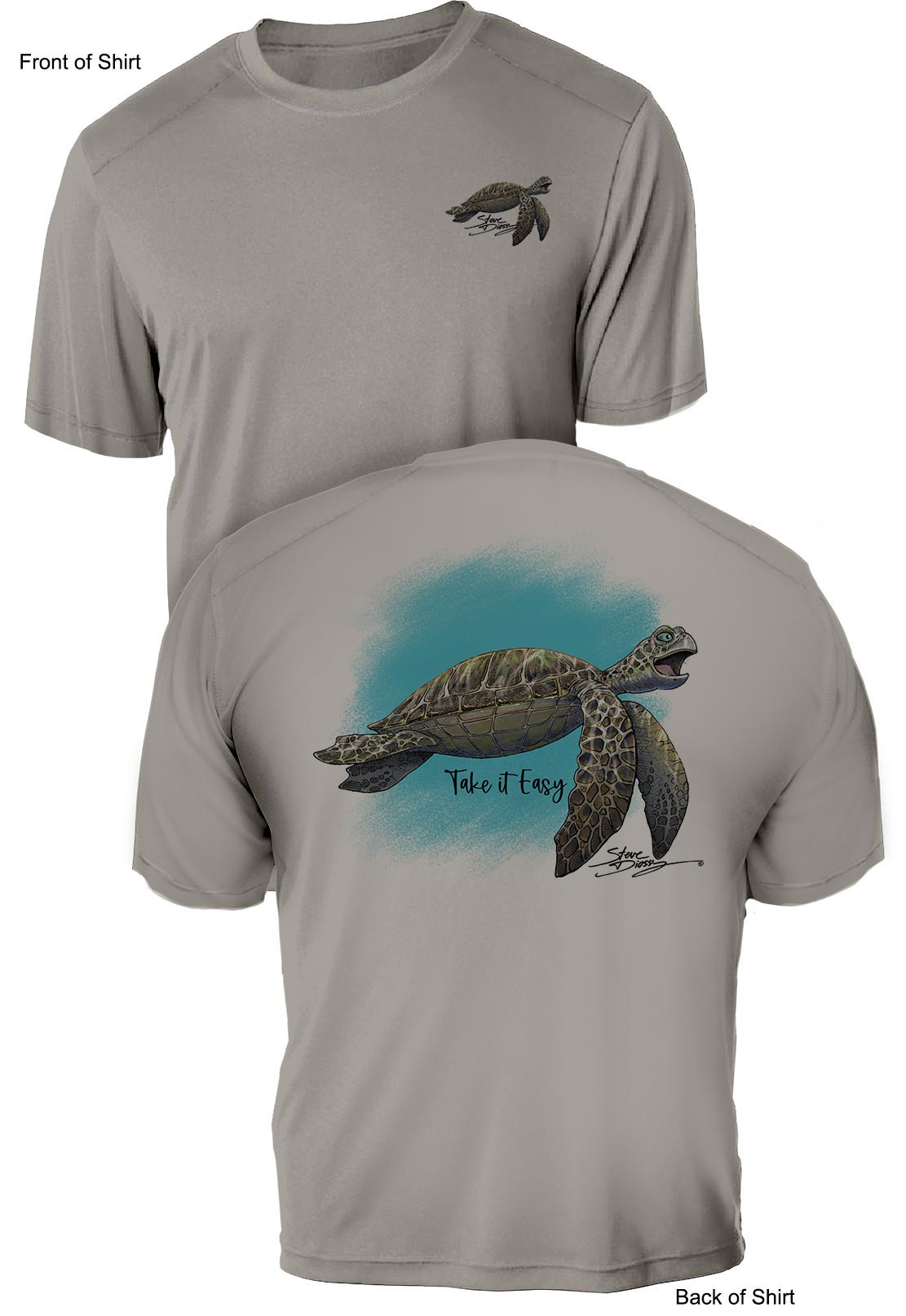 Take It Easy Turtle- UV Sun Protection Shirt - 100% Polyester - Short Sleeve UPF 50