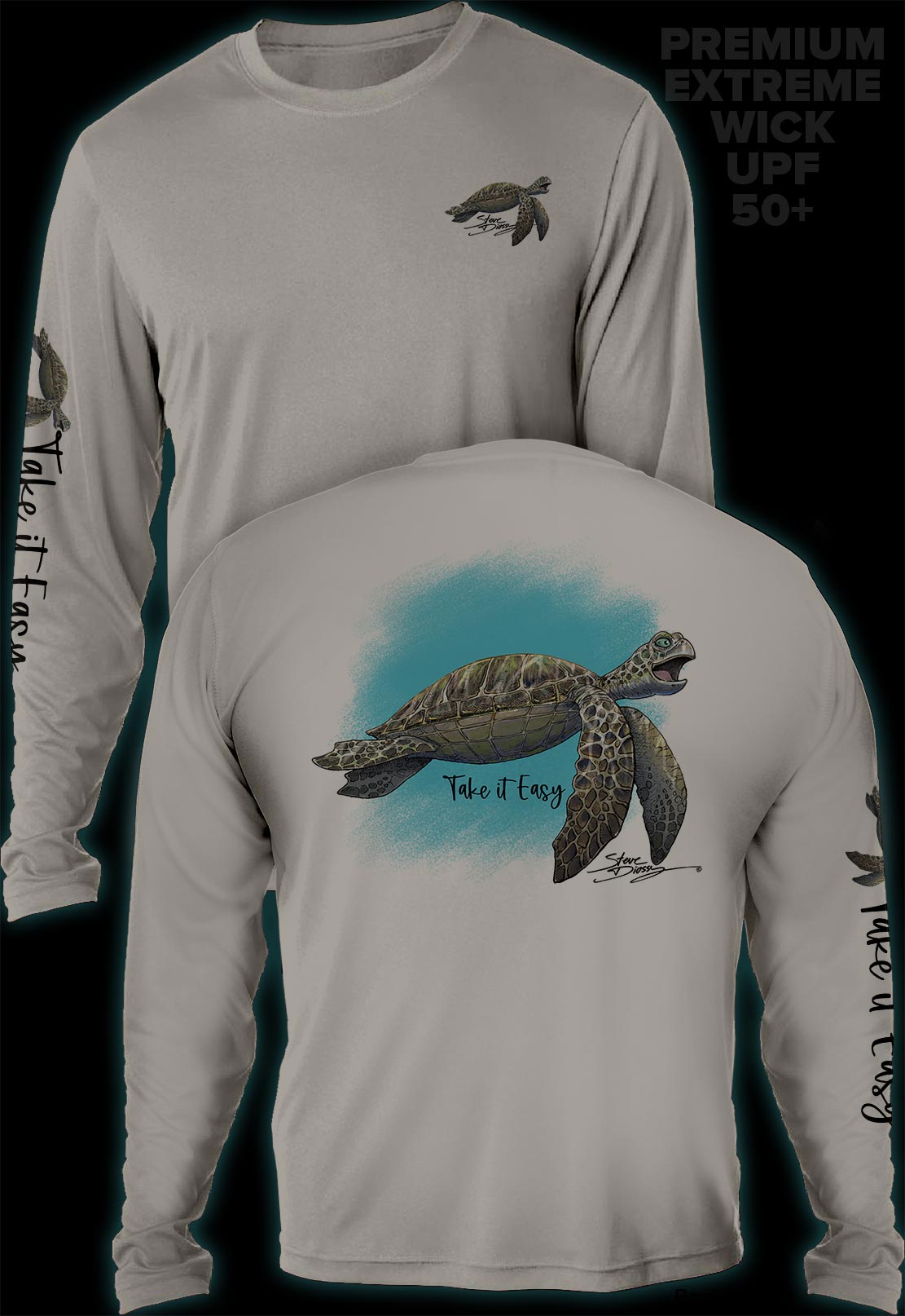 "Take It Easy Turtle"- Men's Extreme Wick Long Sleeve Performance Shirt ᴜᴘꜰ-ᴛᴇᴇ