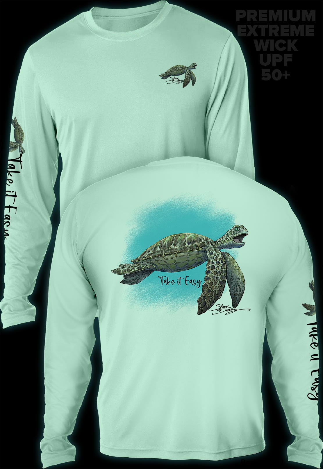 "Take It Easy Turtle"- Men's Extreme Wick Long Sleeve Performance Shirt ᴜᴘꜰ-ᴛᴇᴇ