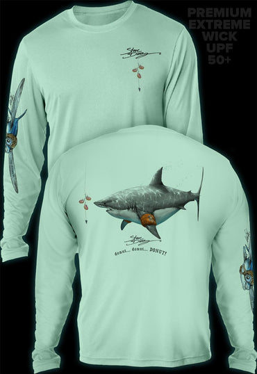 "Donut Shark"  Men's Extreme Wick Long Sleeve Performance Shirt ᴜᴘꜰ-ᴛᴇᴇ