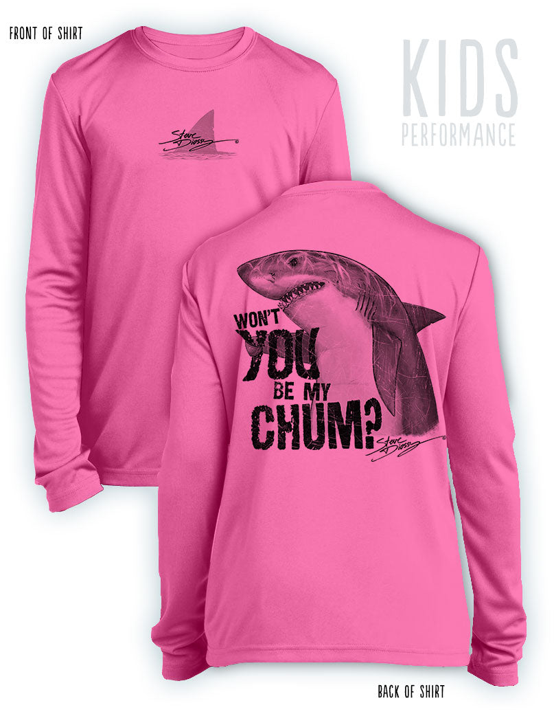 Shark Chum- KIDS Long Sleeve Performance Shirt- 100% Polyester