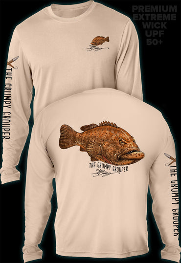 "Grumpy Grouper"  Men's Extreme Wick Long Sleeve Performance Shirt ᴜᴘꜰ-ᴛᴇᴇ