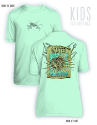 Lionfish Wanted Poster- KIDS Short Sleeve Performance - 100% Polyester