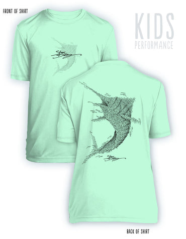 Bait Ball Marlin- KIDS Short Sleeve Performance - 100% Polyester