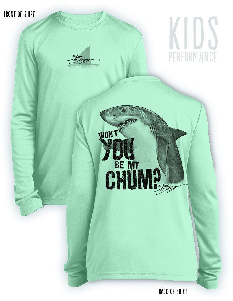 Shark Chum- KIDS Long Sleeve Performance Shirt- 100% Polyester