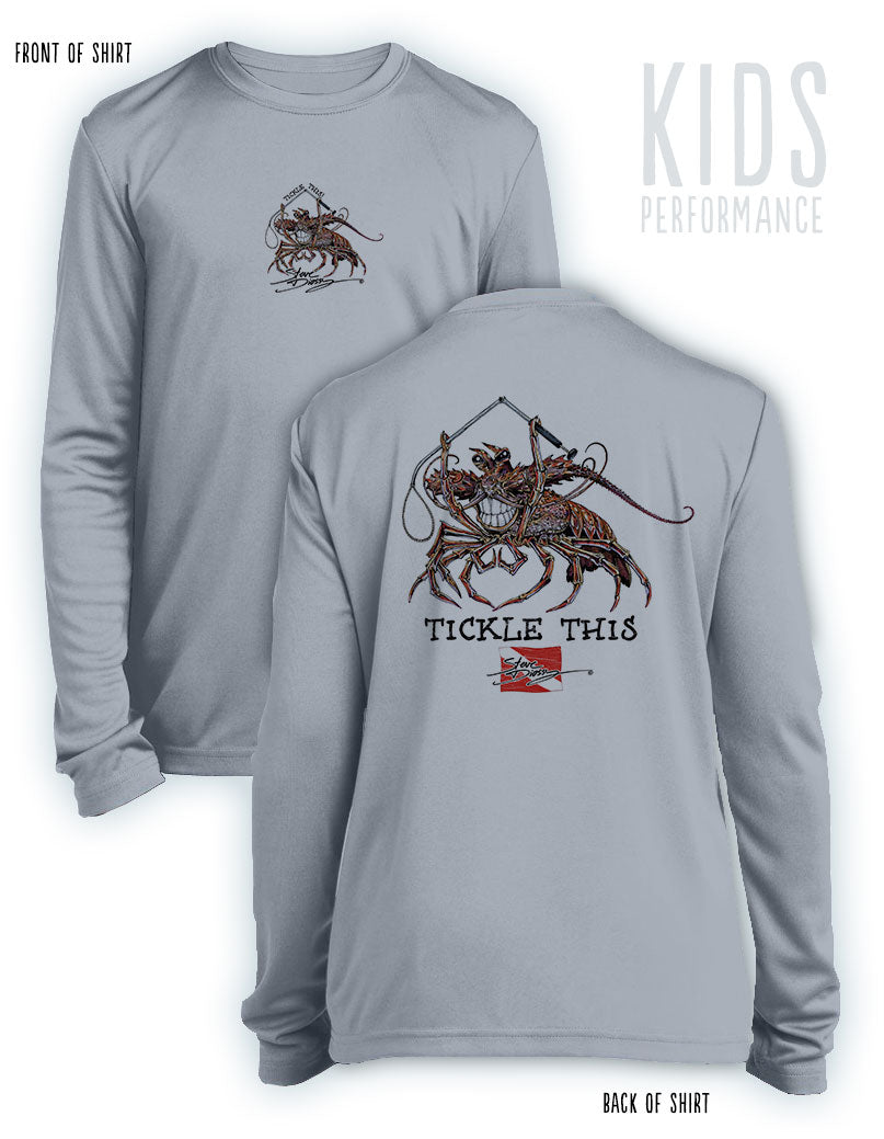 Tickle This Lobster - KIDS Long Sleeve Performance Shirt - 100% Polyester