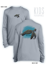 Take It Easy Turtle- KIDS Long Sleeve Performance - 100% Polyester