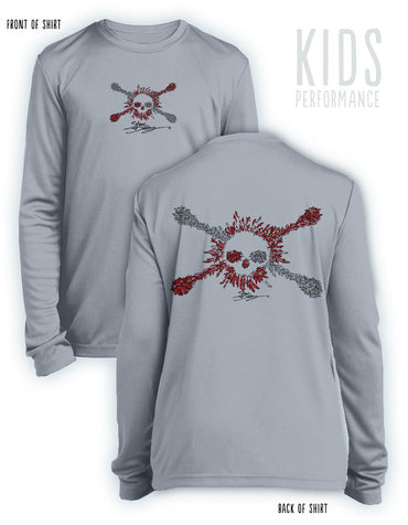 Bait Ball Jolly Roger Dive Flag- KIDS Long Sleeve Performance - 100% Polyester