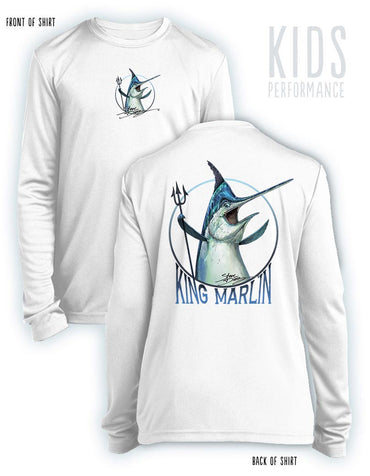 King Marlin- KIDS Long Sleeve Performance - 100% Polyester