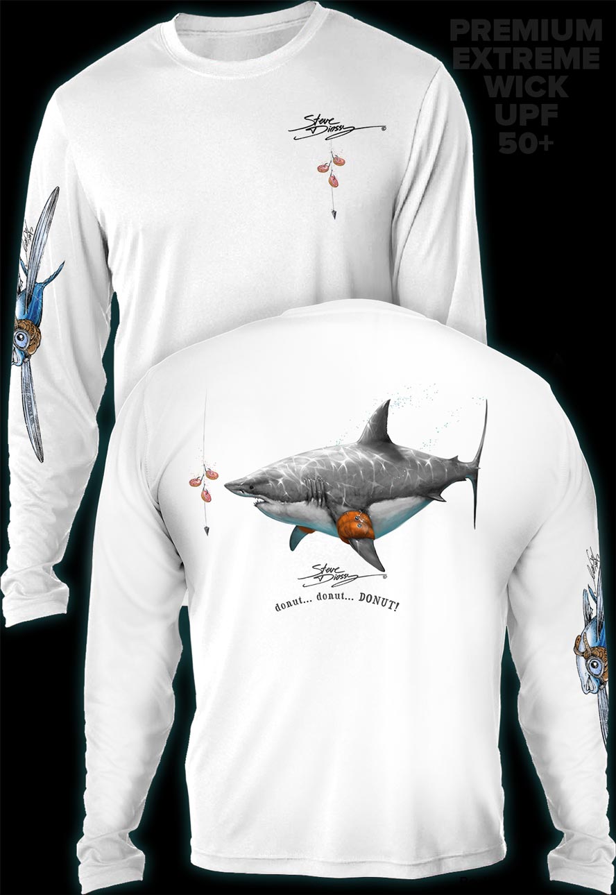 "Donut Shark"  Men's Extreme Wick Long Sleeve Performance Shirt ᴜᴘꜰ-ᴛᴇᴇ