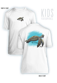 Take It Easy Turtle- KIDS Short Sleeve Performance - 100% Polyester