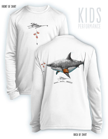 Donut Shark- KIDS Long Sleeve Performance - 100% Polyester
