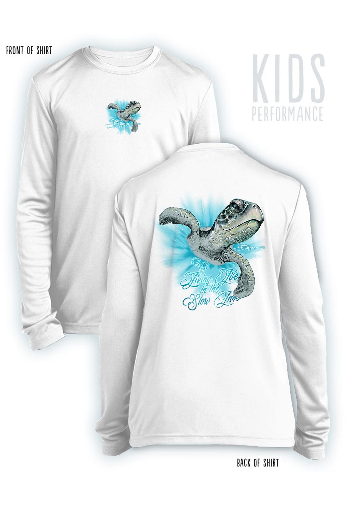 Take It Easy Turtle- KIDS Long Sleeve Performance - 100% Polyester