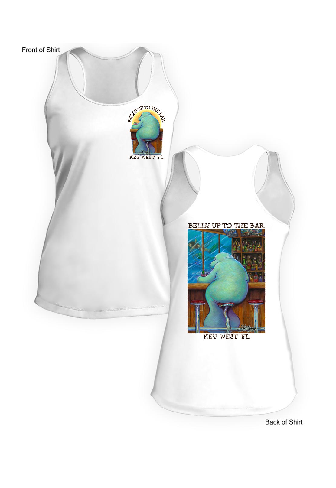 Pre-Order: Belly Up to the Bar- Lonely Manatee - Ladies Racerback Tank-100% Polyester
