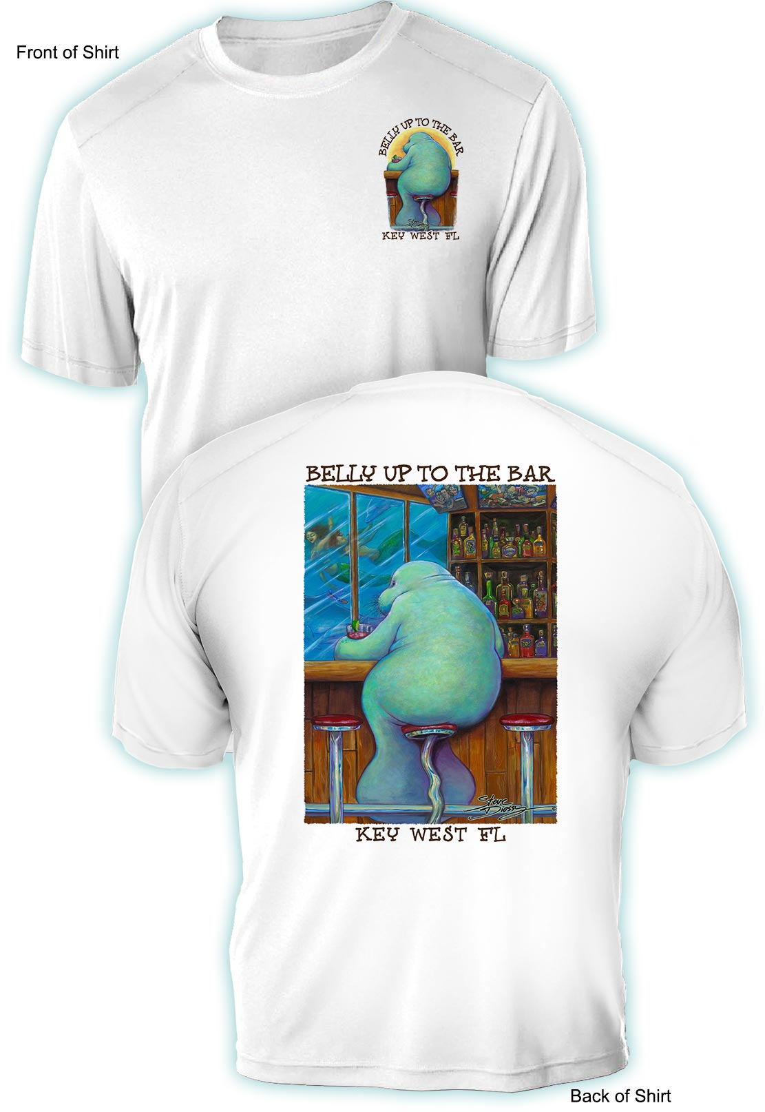 Pre-Order- Belly Up to The Bar Lonely Manatee- UV Sun Protection Shirt - 100% Polyester - Short Sleeve UPF 50