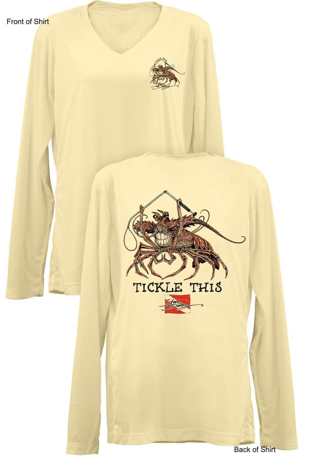 Tickle This Lobster- Ladies Long Sleeve V-Neck-100% Polyester