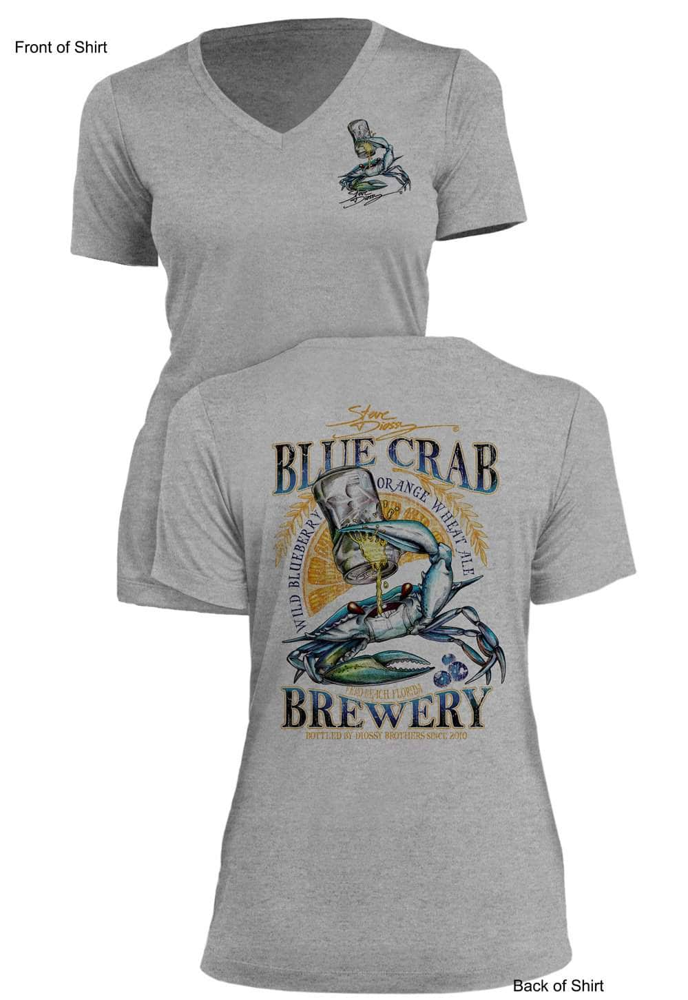 Blue Crab Brew - Ladies Short Sleeve V-Neck-100% Polyester