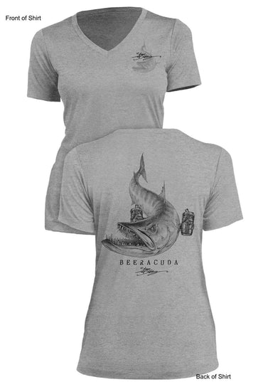 Beeracuda - Ladies Short Sleeve V-Neck-100% Polyester