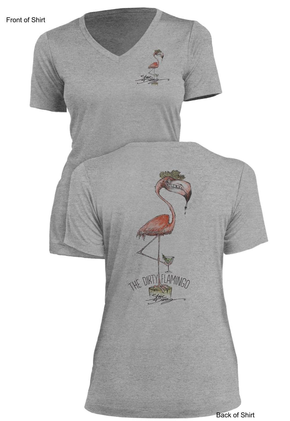 Dirty Flamingo- Ladies Short Sleeve V-Neck-100% Polyester