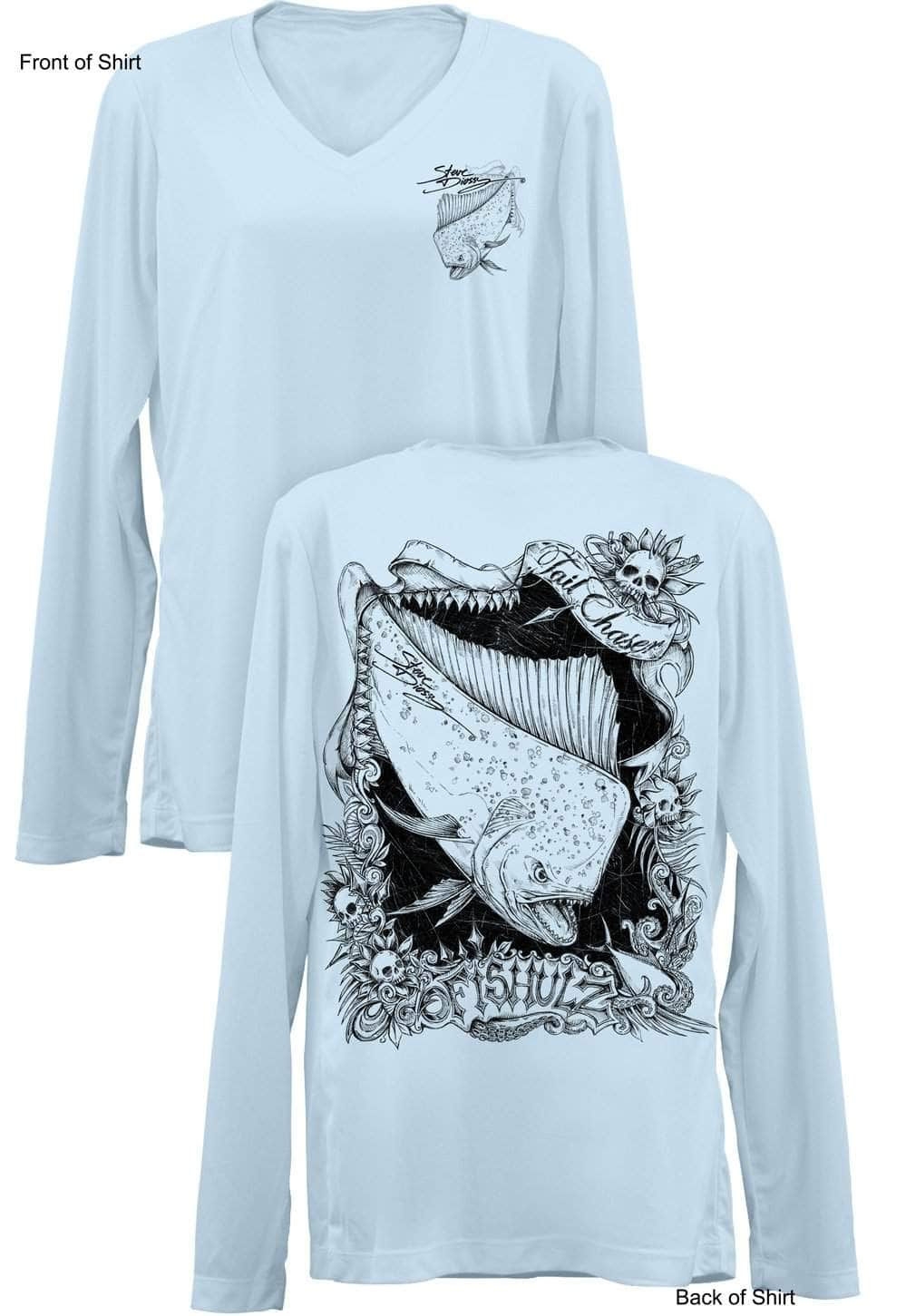 Tail Chaser- Ladies Long Sleeve V-Neck-100% Polyester