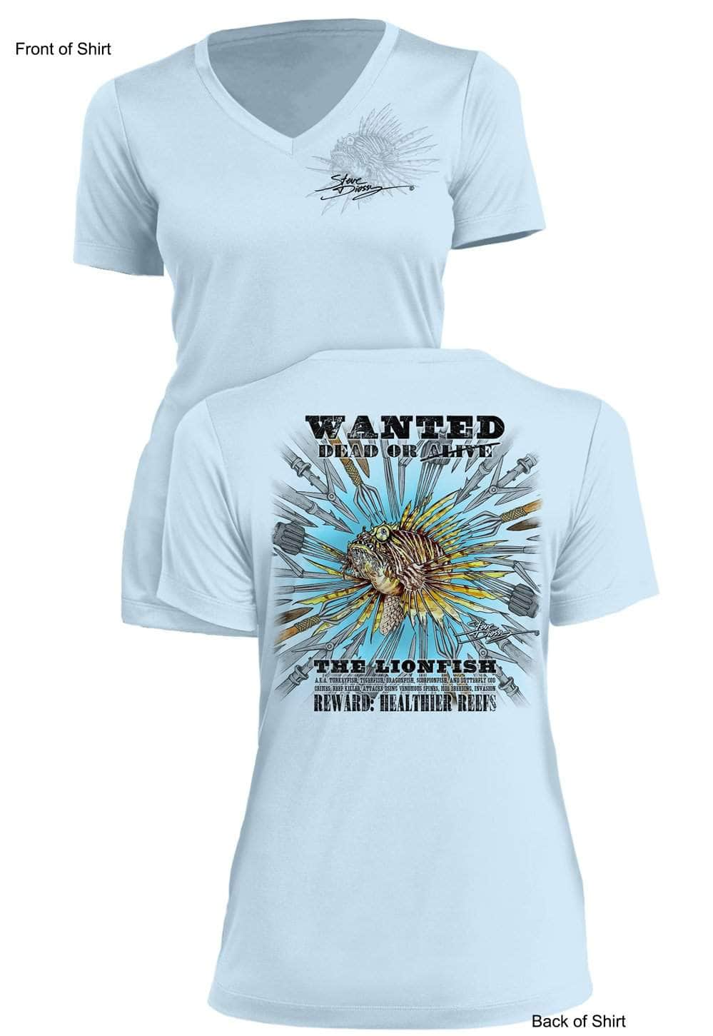 Lionfish SPEARS- Ladies Short Sleeve V-Neck-100% Polyester