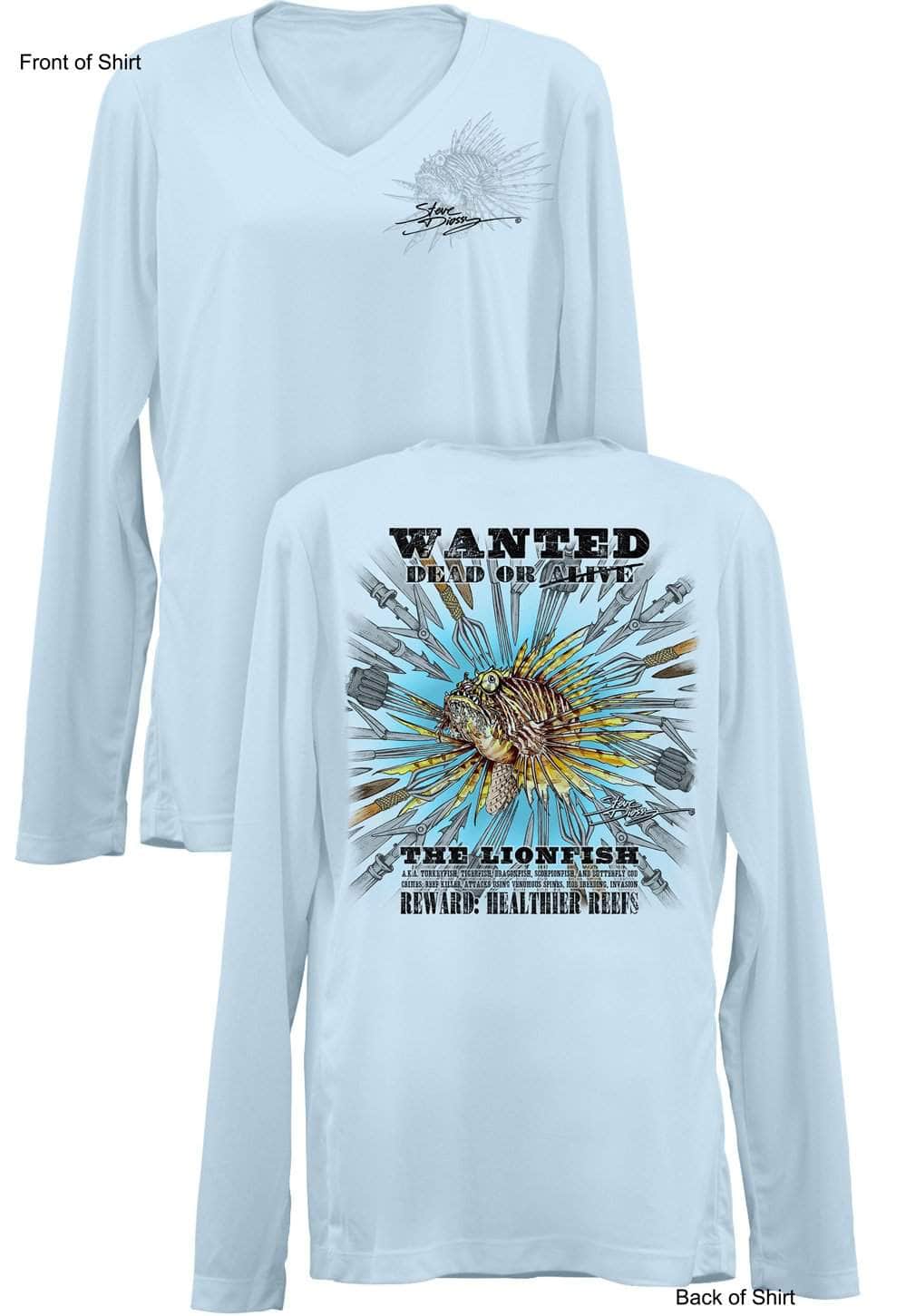 Lionfish Wanted-SPEARS- Ladies Long Sleeve V-Neck-100% Polyester
