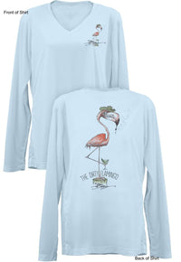 Dirty Flamingo- Ladies Long Sleeve V-Neck-100% Polyester