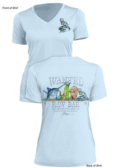 Raw Bar- Ladies Short Sleeve V-Neck-100% Polyester