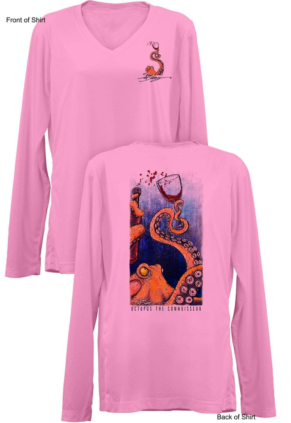 Octopus the Connoisseur- Ladies Long Sleeve V-Neck-100% Polyester