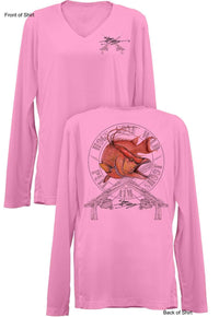 Hogs Gone Wild- Ladies Long Sleeve V-Neck-100% Polyester