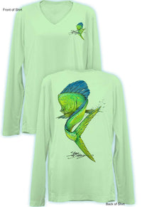 Mahi Swim- Ladies Long Sleeve V-Neck-100% Polyester