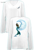 Mermaid in the Moon- Ladies Long Sleeve V-Neck-100% Polyester