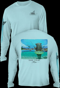 "Shark Fishing" Men's Extreme Wick Long Sleeve Performance Shirt ᴜᴘꜰ-ᴛᴇᴇ